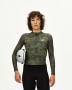 Women's Essential Light Long Sleeve Jersey - AOP Grain Dark Lime