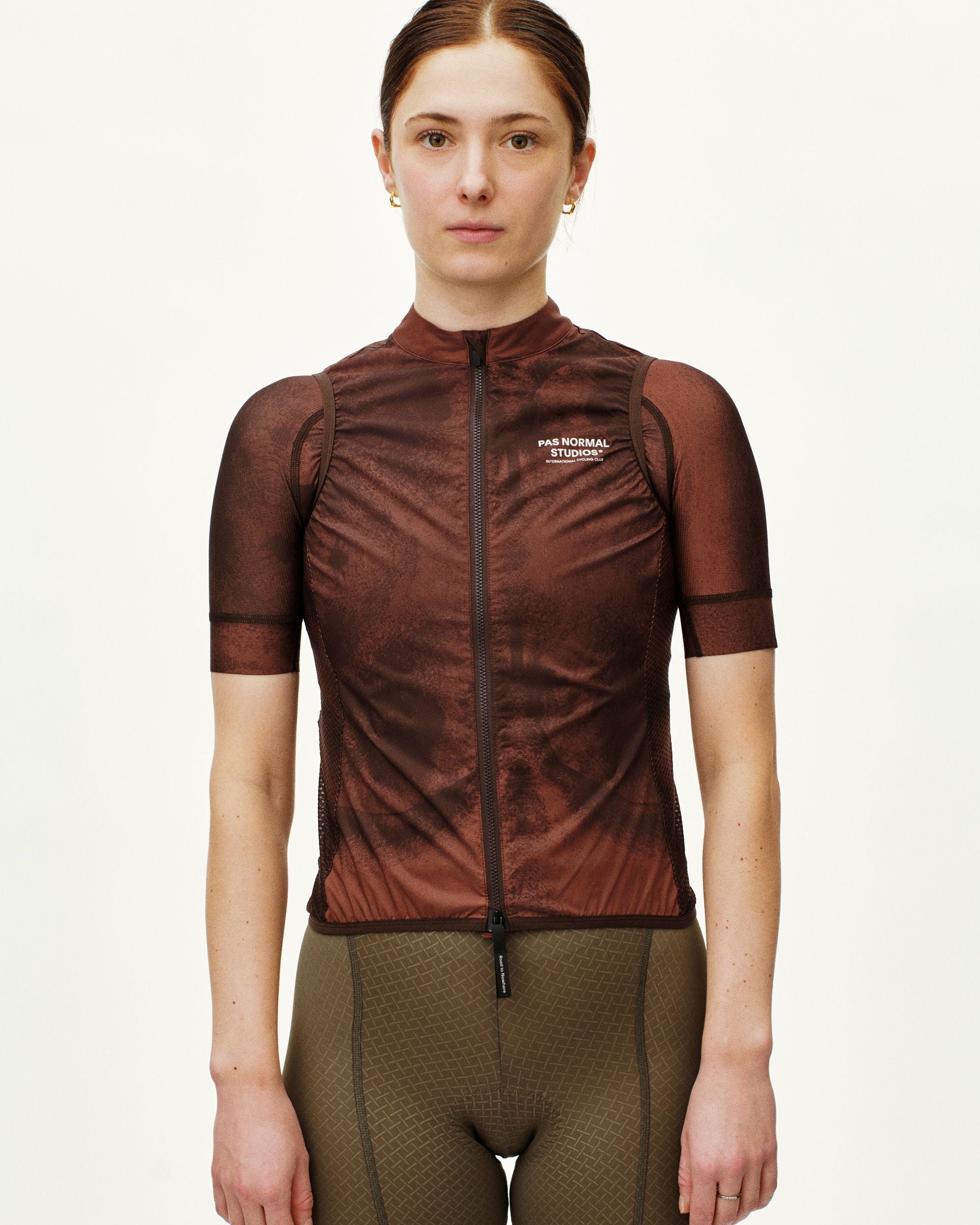 Women's Mechanism Stow Away Gilet - AOP Light brown