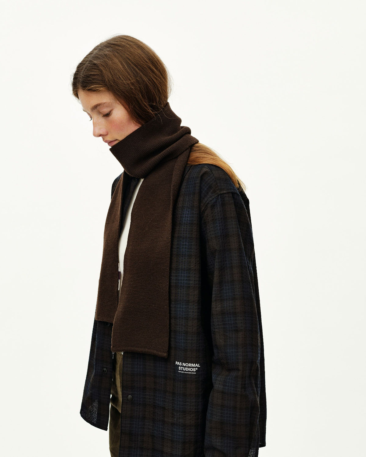 Off-Race Knit Scarf - Light Brown