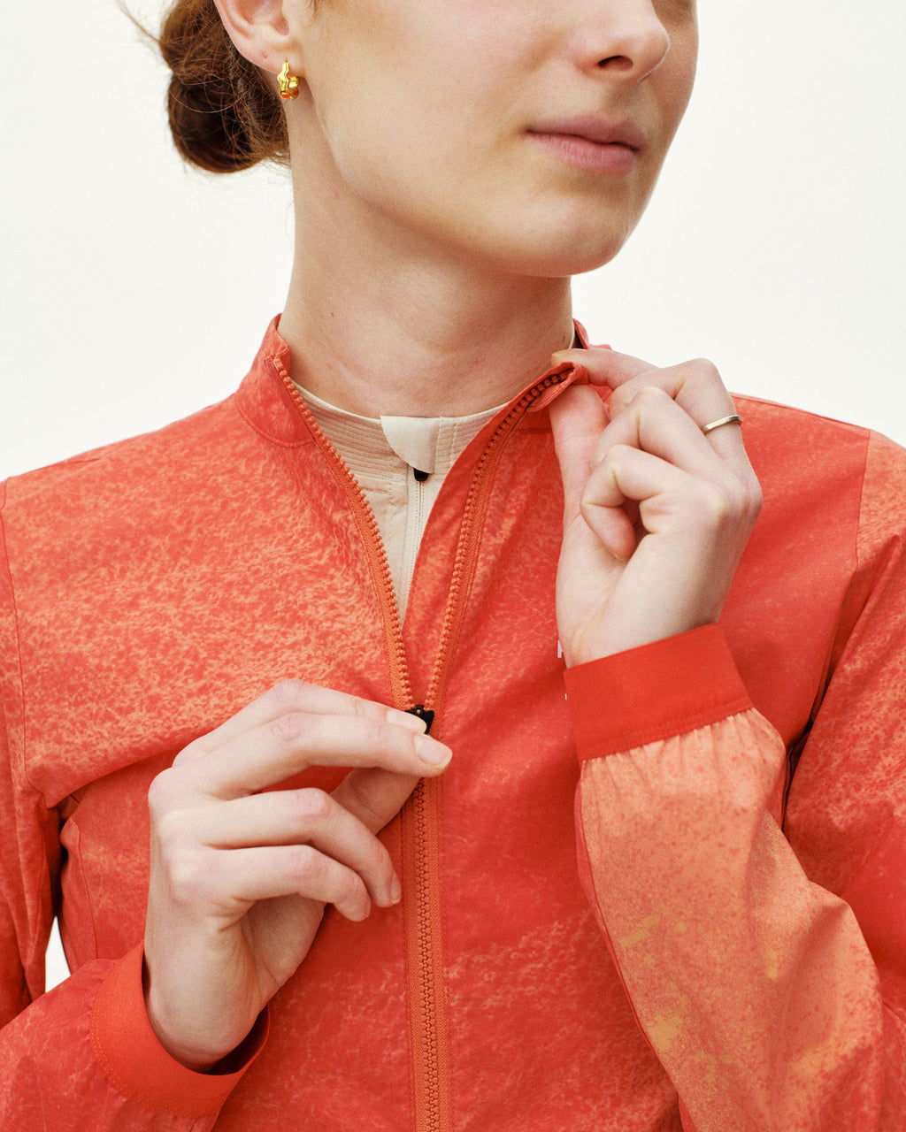 Women's Mechanism Stow Away Jacket - AOP Hibiscus Orange