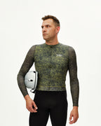 Essential Light Long Sleeve Jersey - AOP Grain Dark Lime
