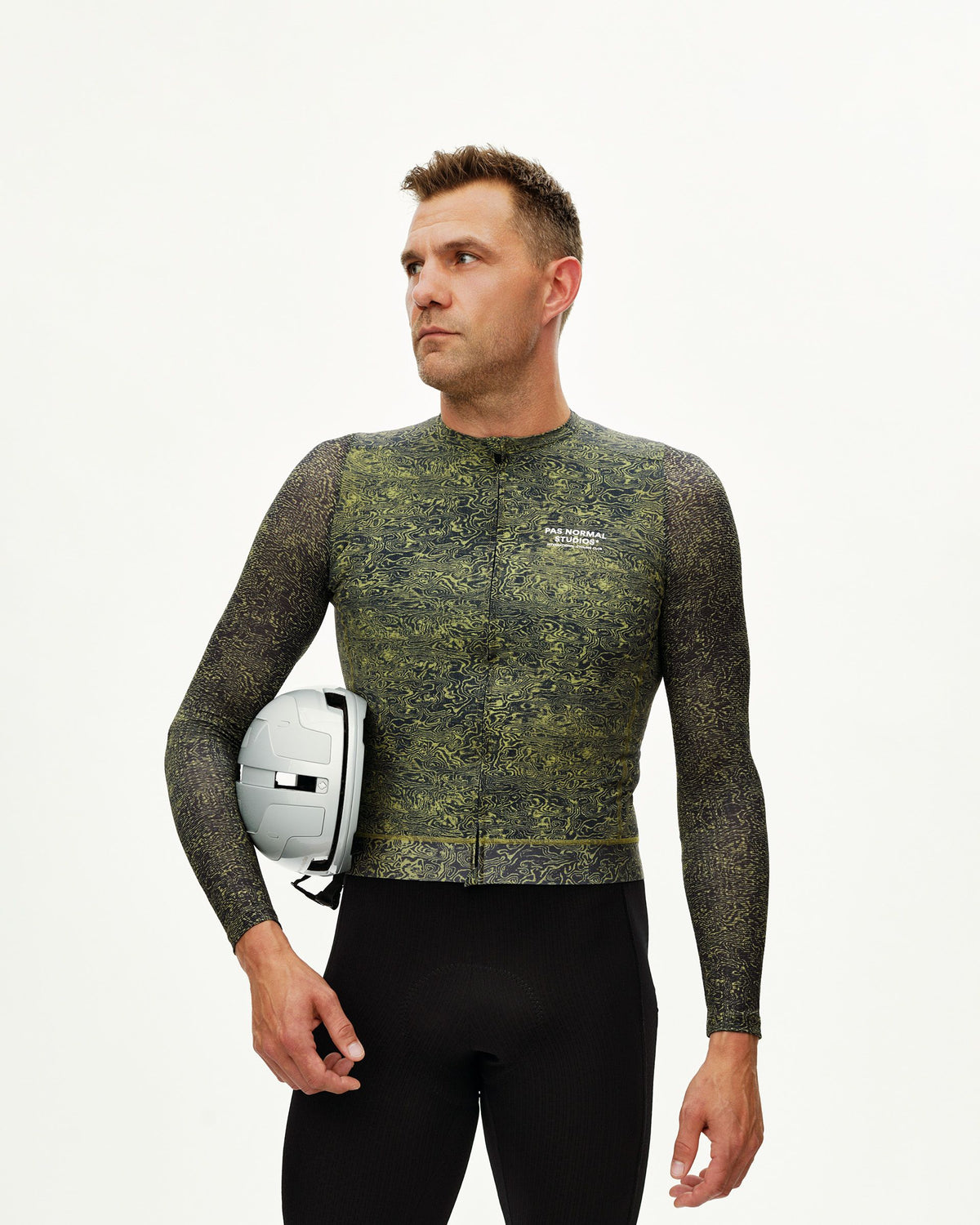 Essential Light Long Sleeve Jersey - AOP Grain Dark Lime