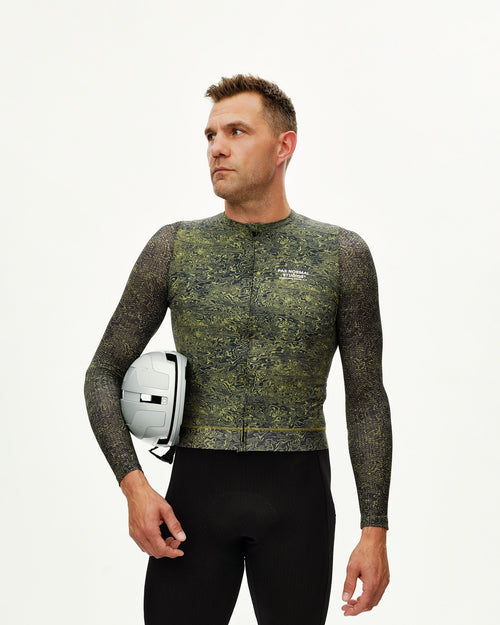 Essential Light Long Sleeve Jersey - AOP Grain Dark Lime