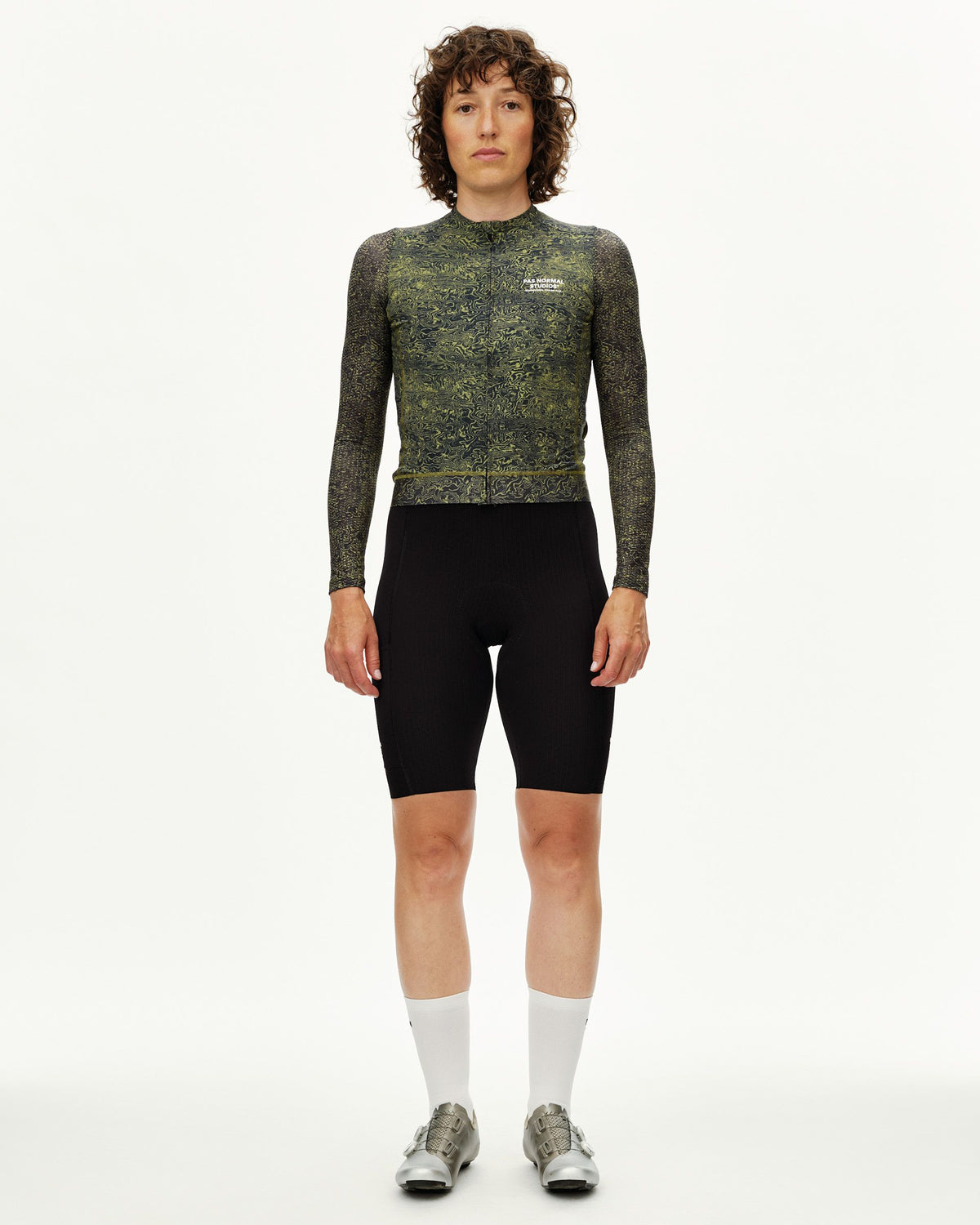 Women's Essential Light Long Sleeve Jersey - AOP Grain Dark Lime